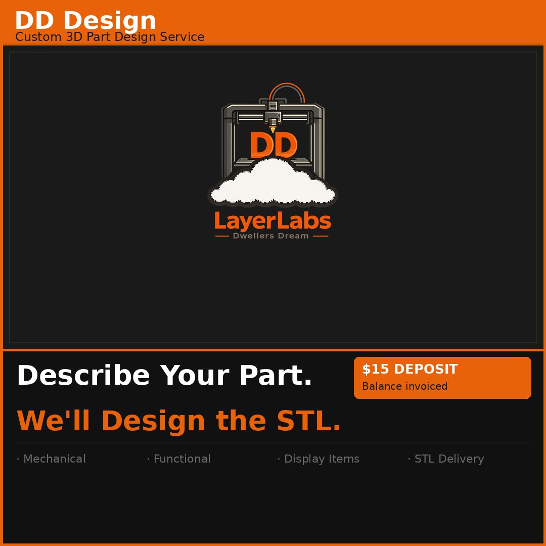 DD Design – Custom 3D Part Design Service | STL File Delivery | Mechanical & Display Parts | Made to Order