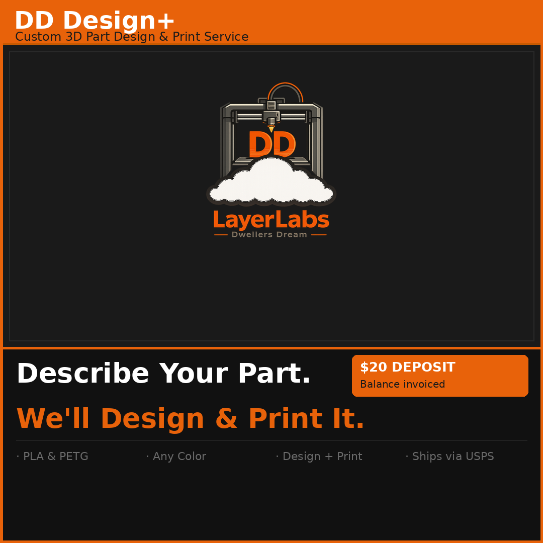 DD Design+ – Custom 3D Part Design & Print Service | Design and Print | Mechanical & Display Parts | Made to Order